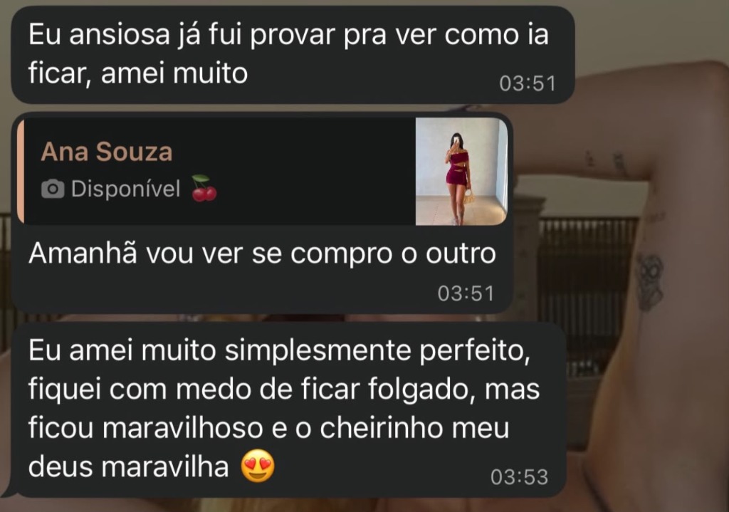 Feedback Cliente UseSensy - Amei muito, caimento e cheirinho maravilhosos